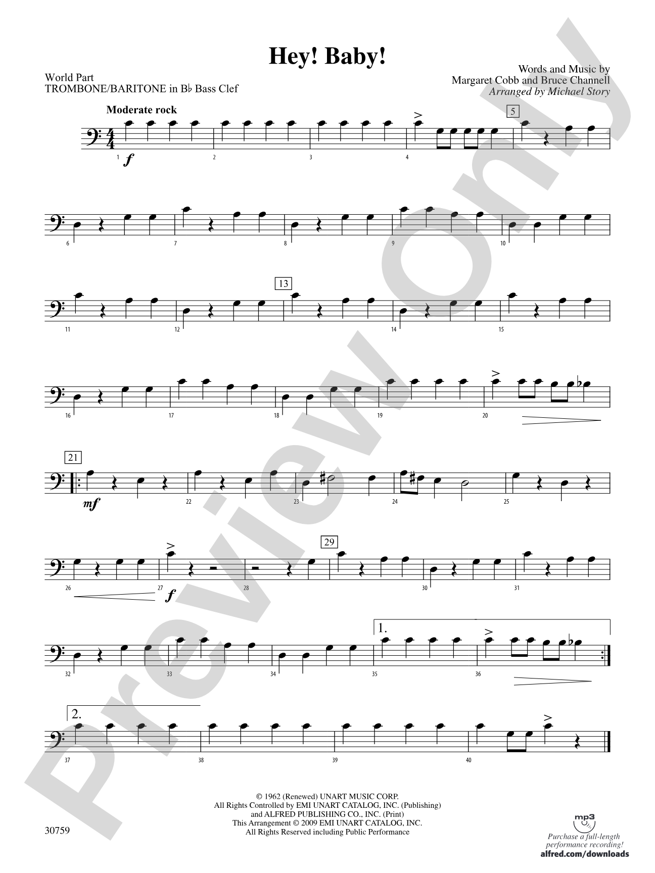 Hey! Baby!: (wp) 1st B-flat Trombone B.C.