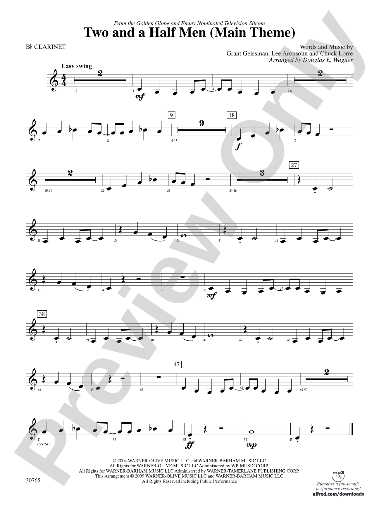 Two and a Half Men (Main Theme): 1st B-flat Clarinet
