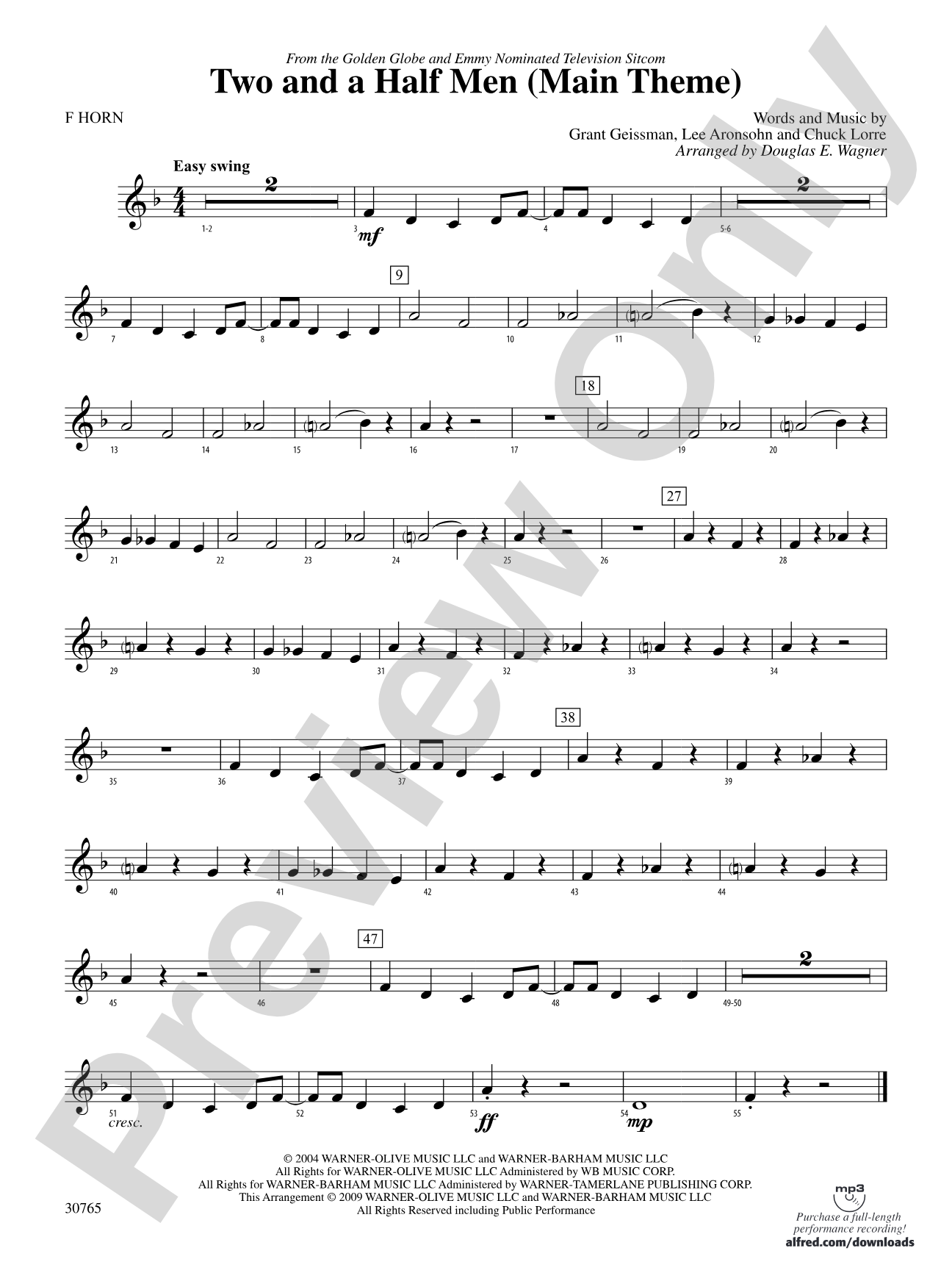 Two and a Half Men (Main Theme): 1st F Horn