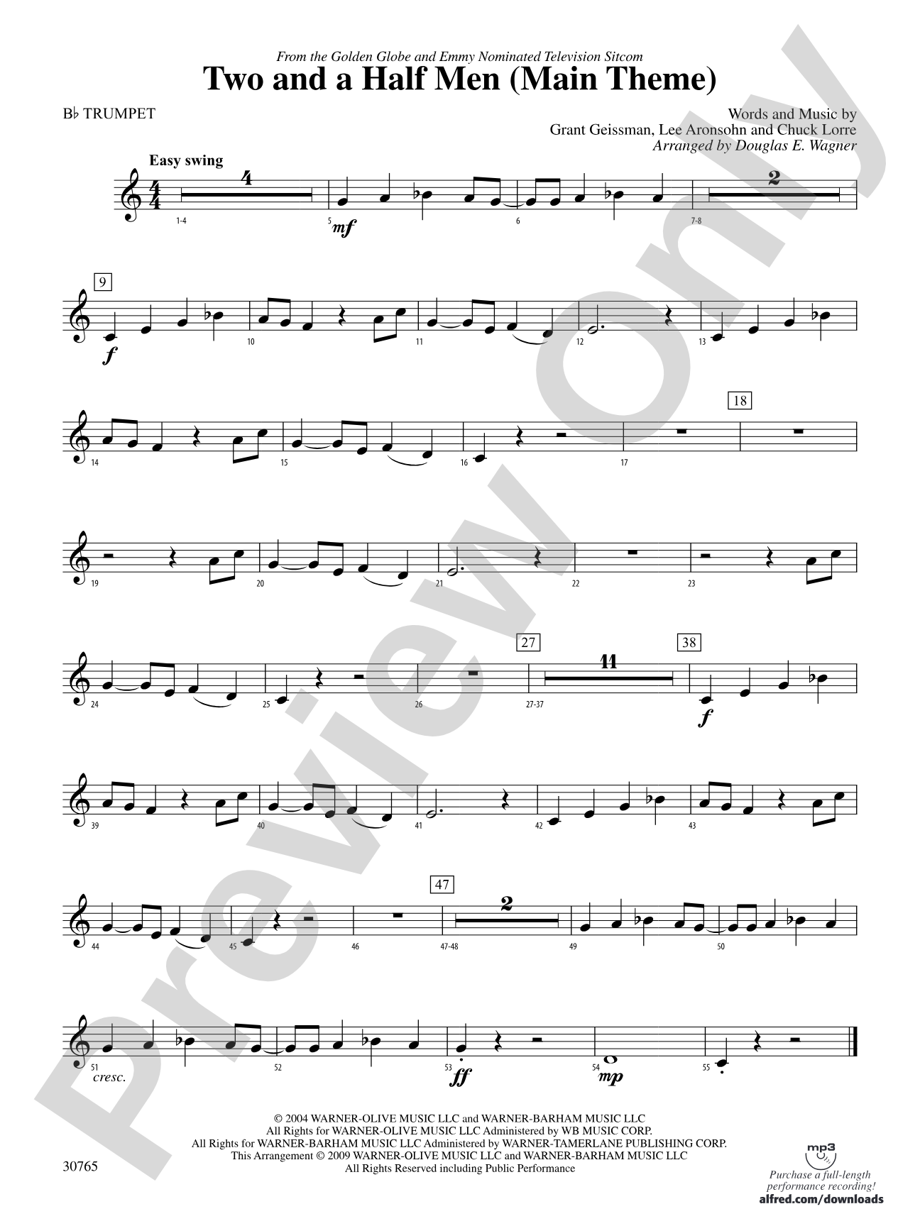 Two and a Half Men (Main Theme): 1st B-flat Trumpet