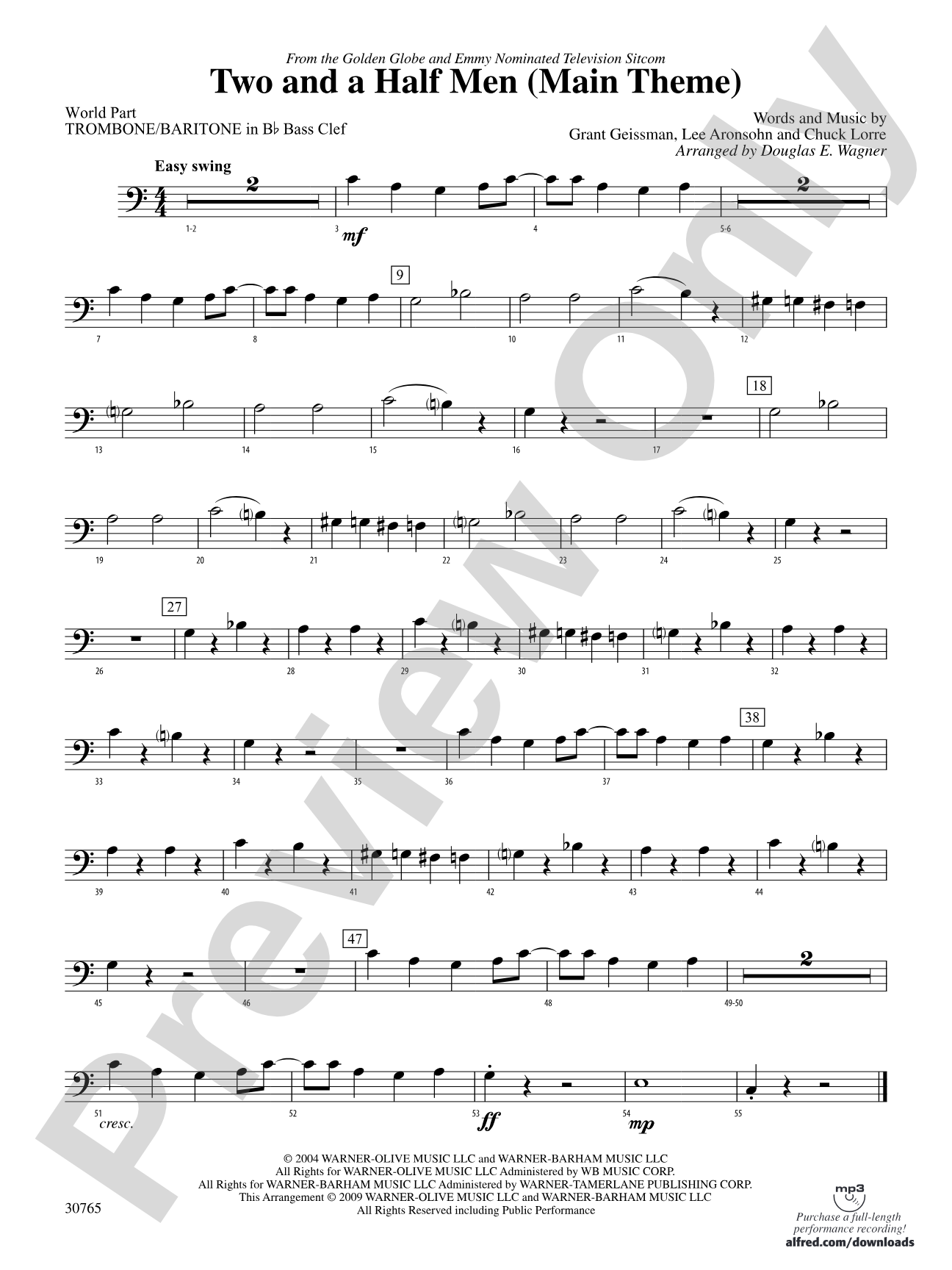 Two and a Half Men (Main Theme): (wp) B-flat Baritone B.C.