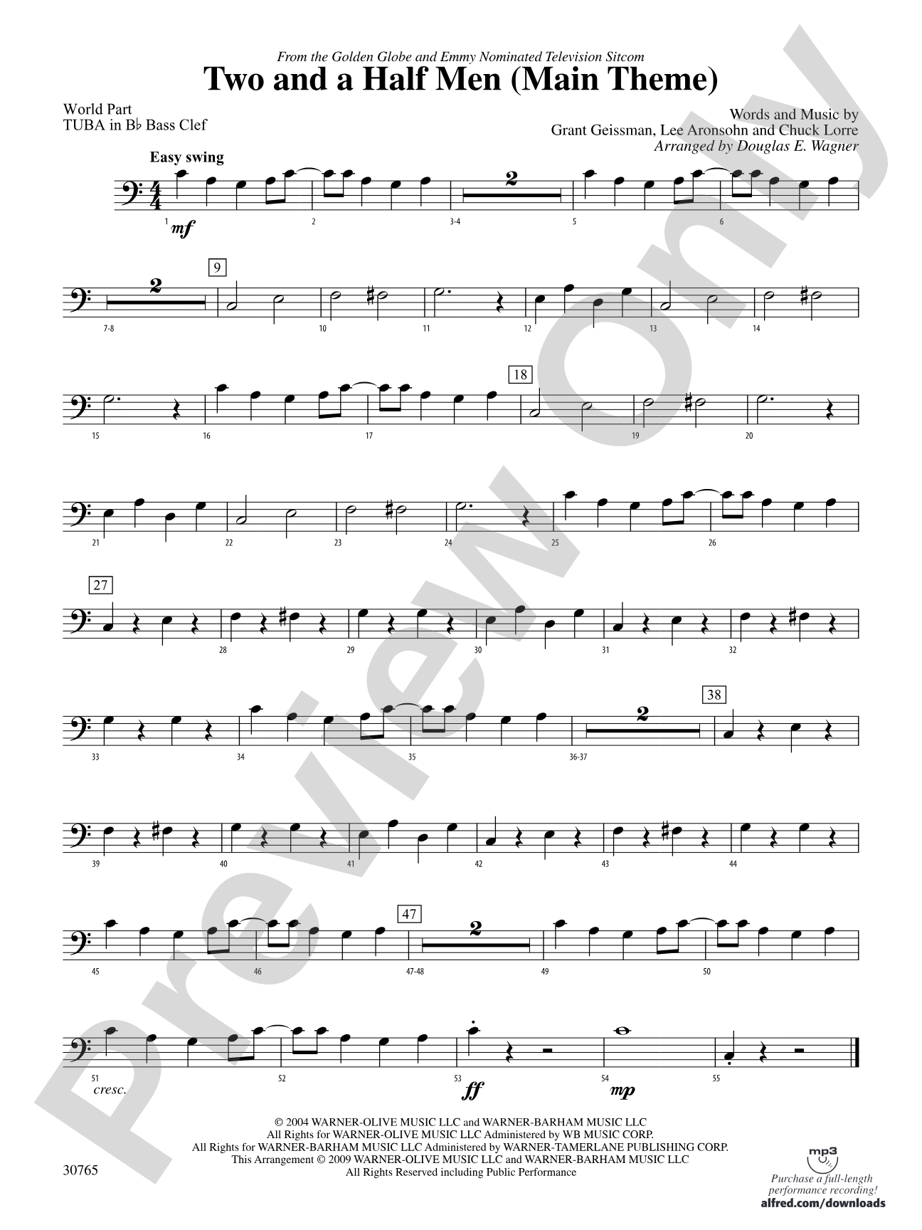 Two and a Half Men (Main Theme): (wp) B-flat Tuba B.C.