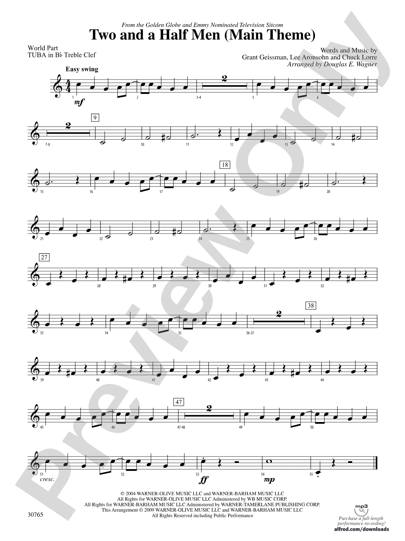 Two and a Half Men (Main Theme): (wp) B-flat Tuba T.C.