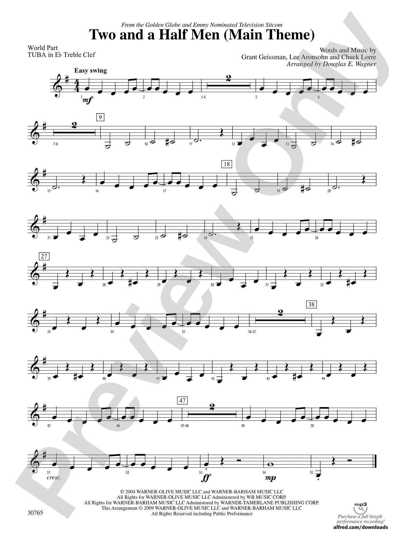Two and a Half Men (Main Theme): (wp) E-flat Tuba T.C.