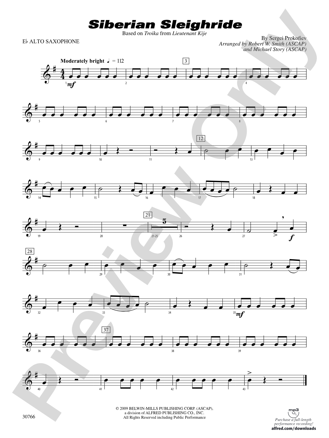 Siberian Sleighride: E-flat Alto Saxophone