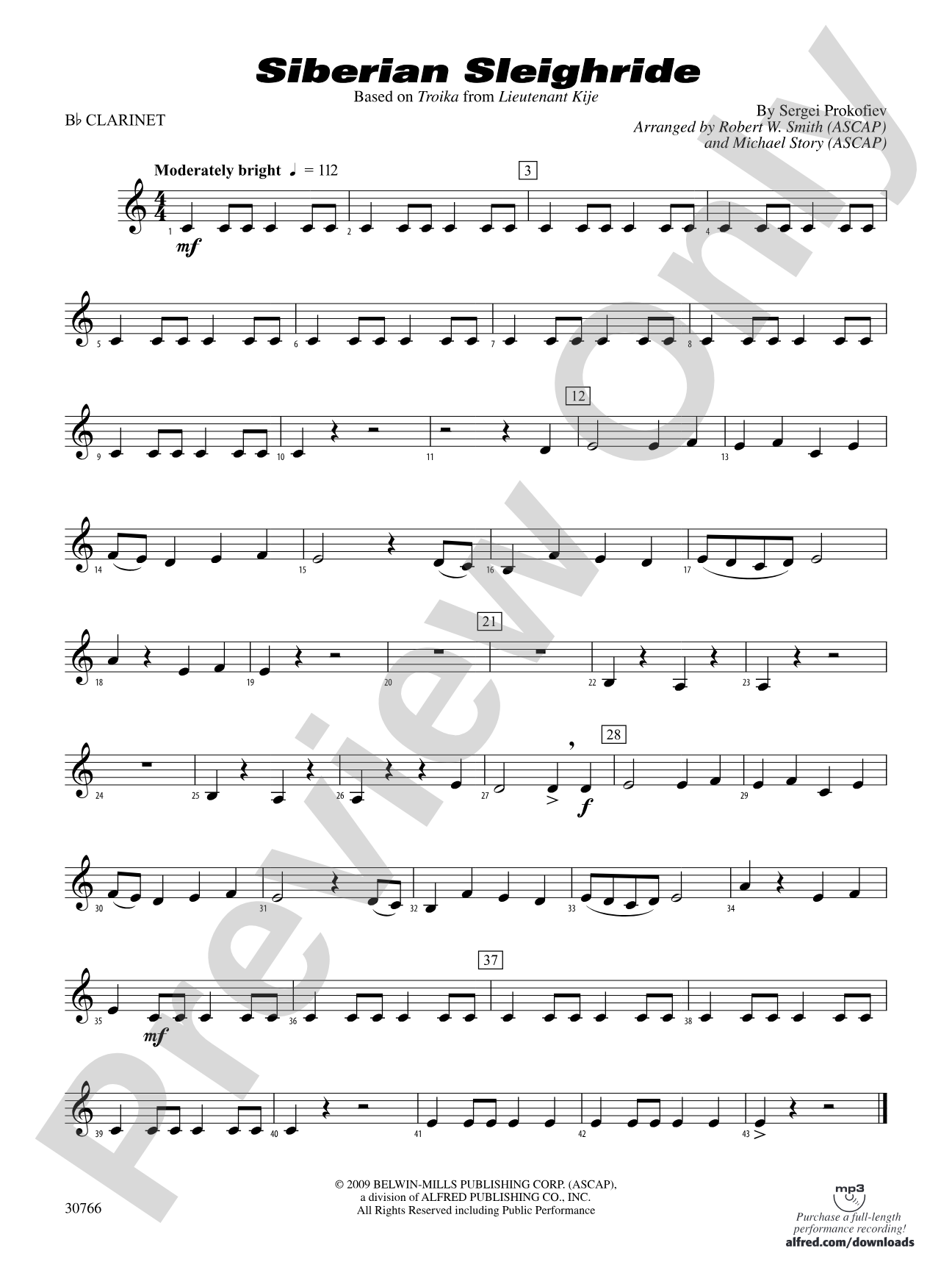 Siberian Sleighride: 1st B-flat Clarinet