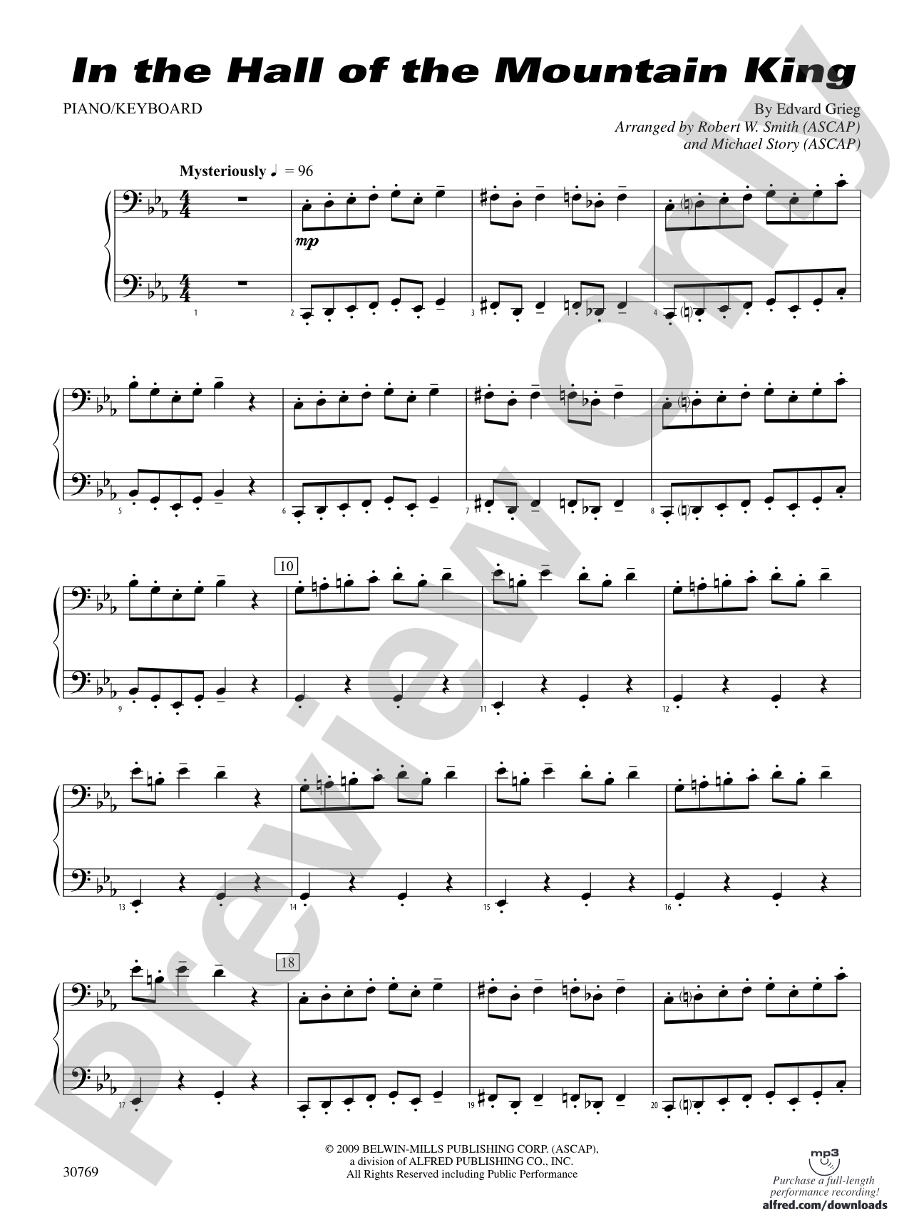 In the Hall of the Mountain King: Piano Accompaniment