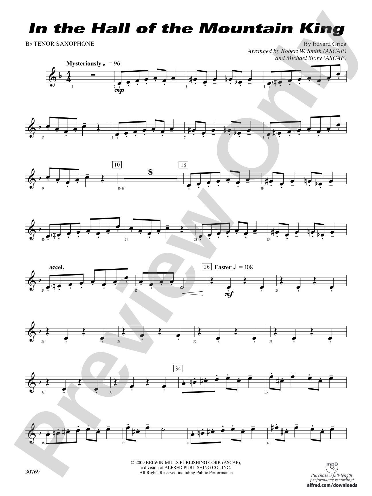 In the Hall of the Mountain King: B-flat Tenor Saxophone