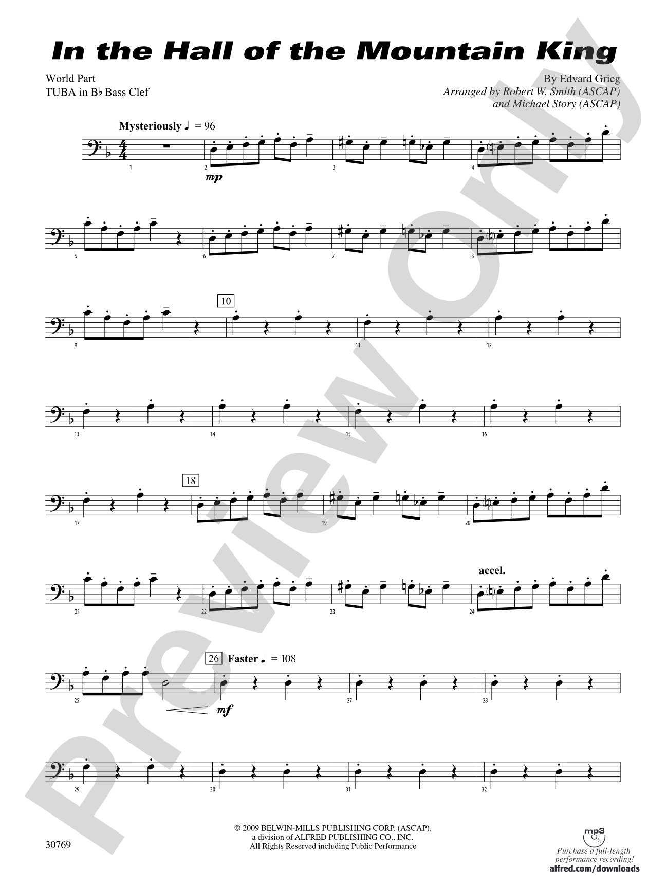 In the Hall of the Mountain King: (wp) B-flat Tuba B.C.