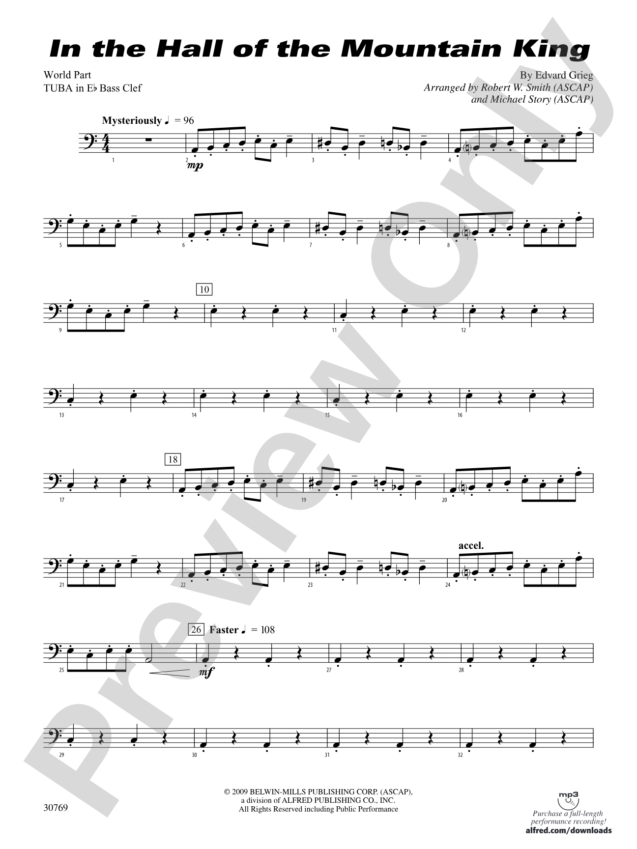 In the Hall of the Mountain King: (wp) E-flat Tuba B.C.