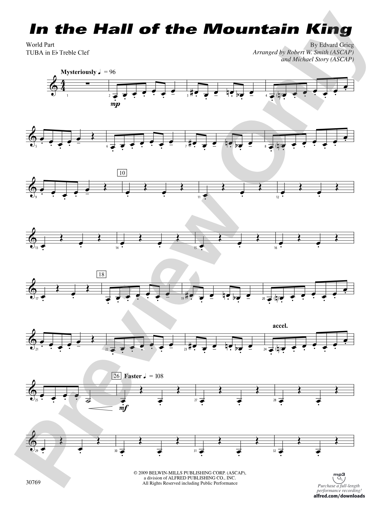 In the Hall of the Mountain King: (wp) E-flat Tuba T.C.