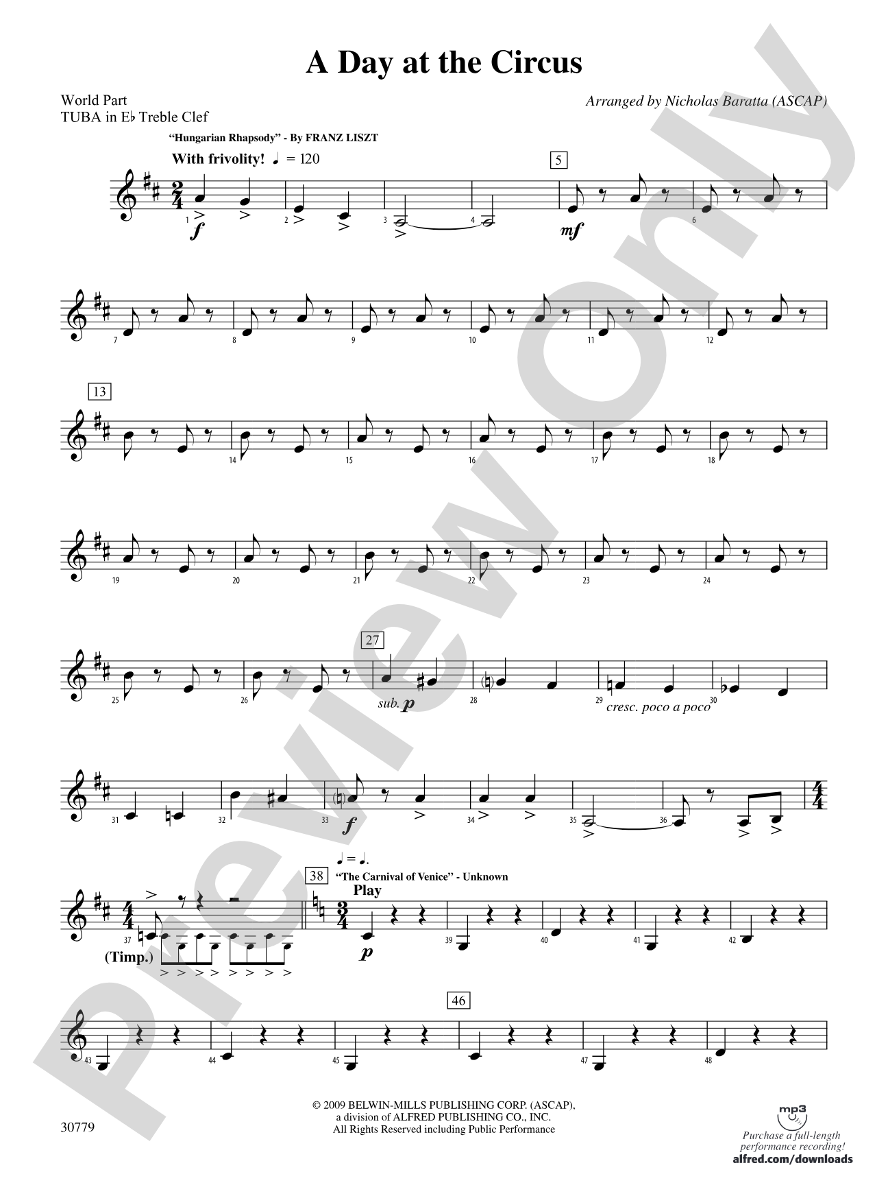 A Day at the Circus: (wp) E-flat Tuba T.C.