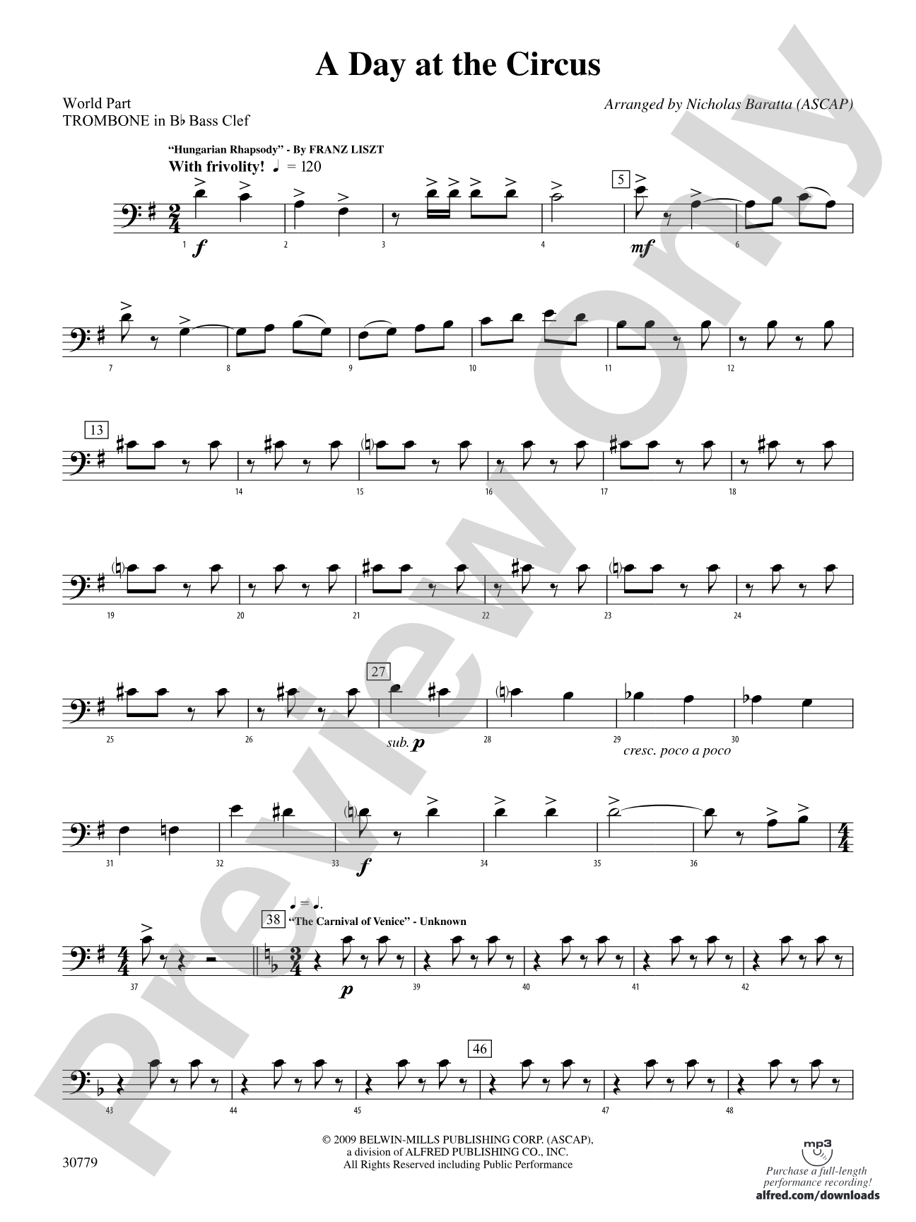 A Day at the Circus: (wp) 1st B-flat Trombone B.C.