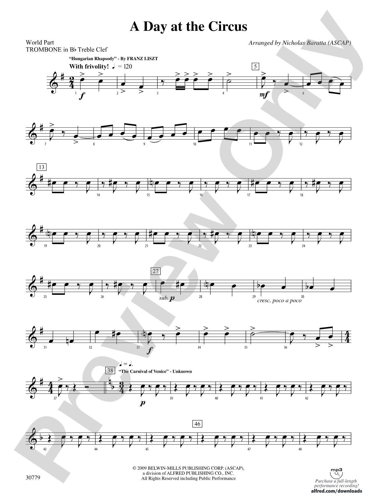 A Day at the Circus: (wp) 1st B-flat Trombone T.C.