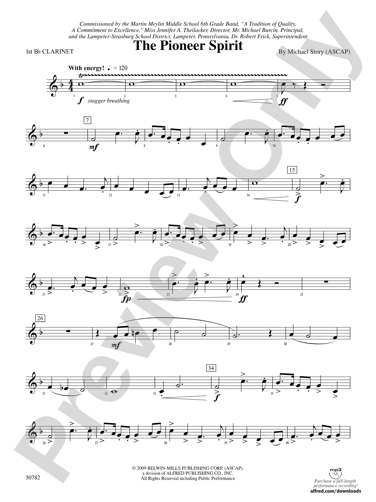 The Pioneer Spirit: 1st B-flat Clarinet