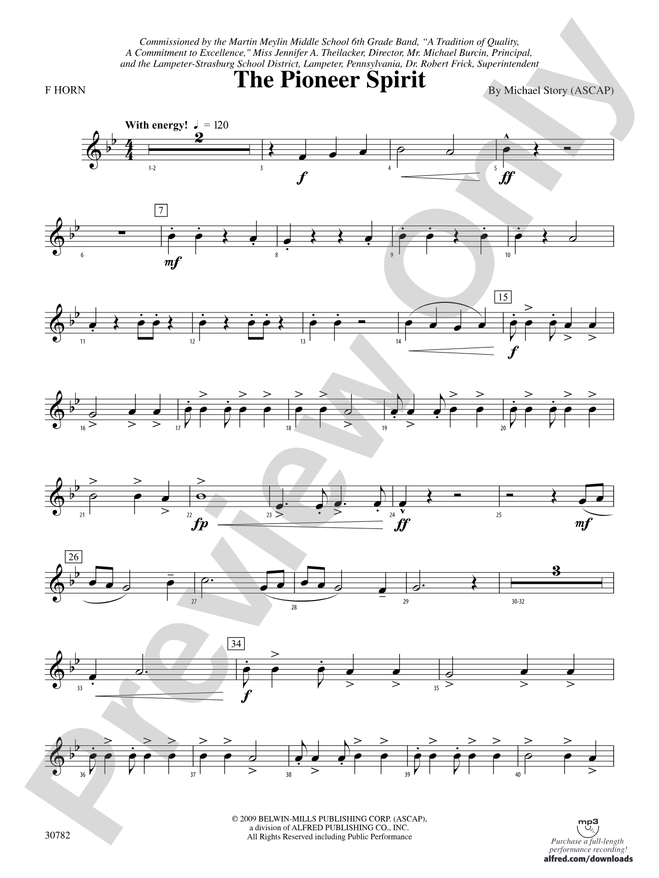 The Pioneer Spirit: 1st F Horn