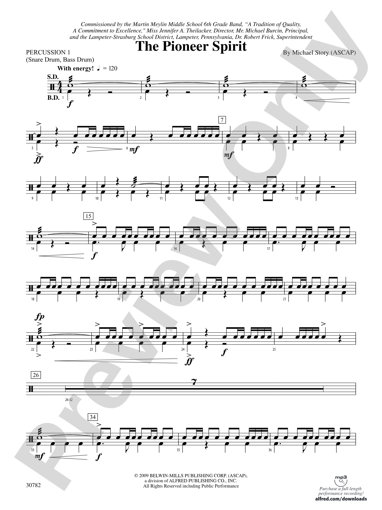 The Pioneer Spirit: 1st Percussion