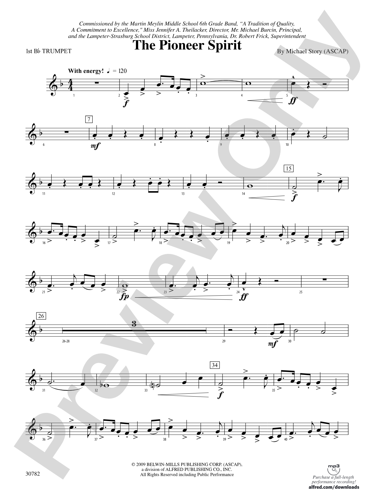 The Pioneer Spirit: 1st B-flat Trumpet