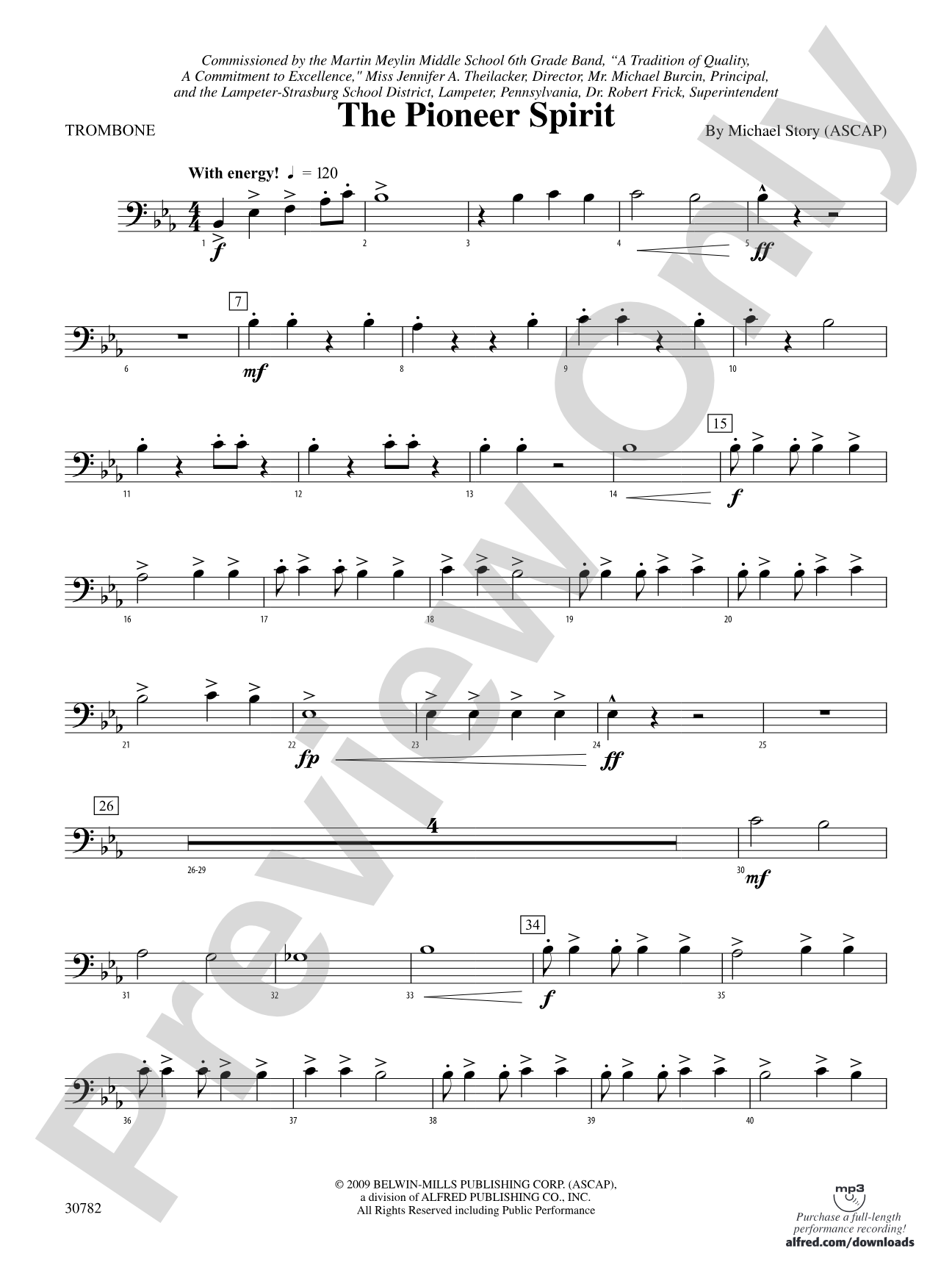 The Pioneer Spirit: 1st Trombone