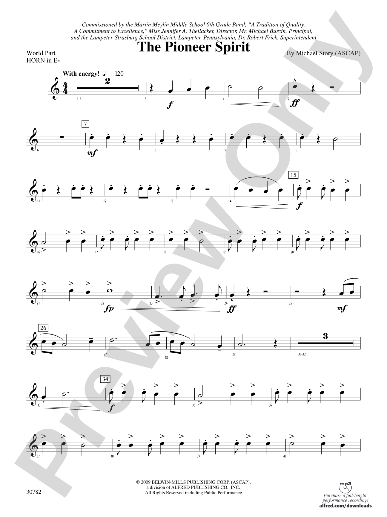 The Pioneer Spirit: (wp) 1st Horn in E-flat