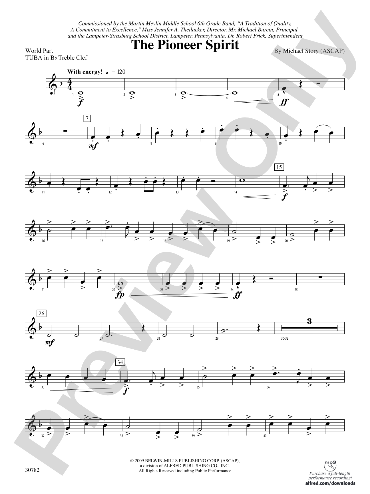 The Pioneer Spirit: (wp) B-flat Tuba T.C.