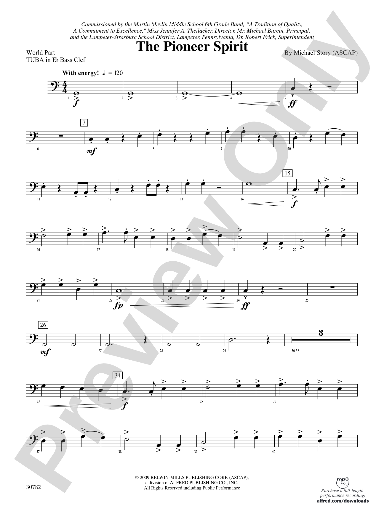 The Pioneer Spirit: (wp) E-flat Tuba B.C.