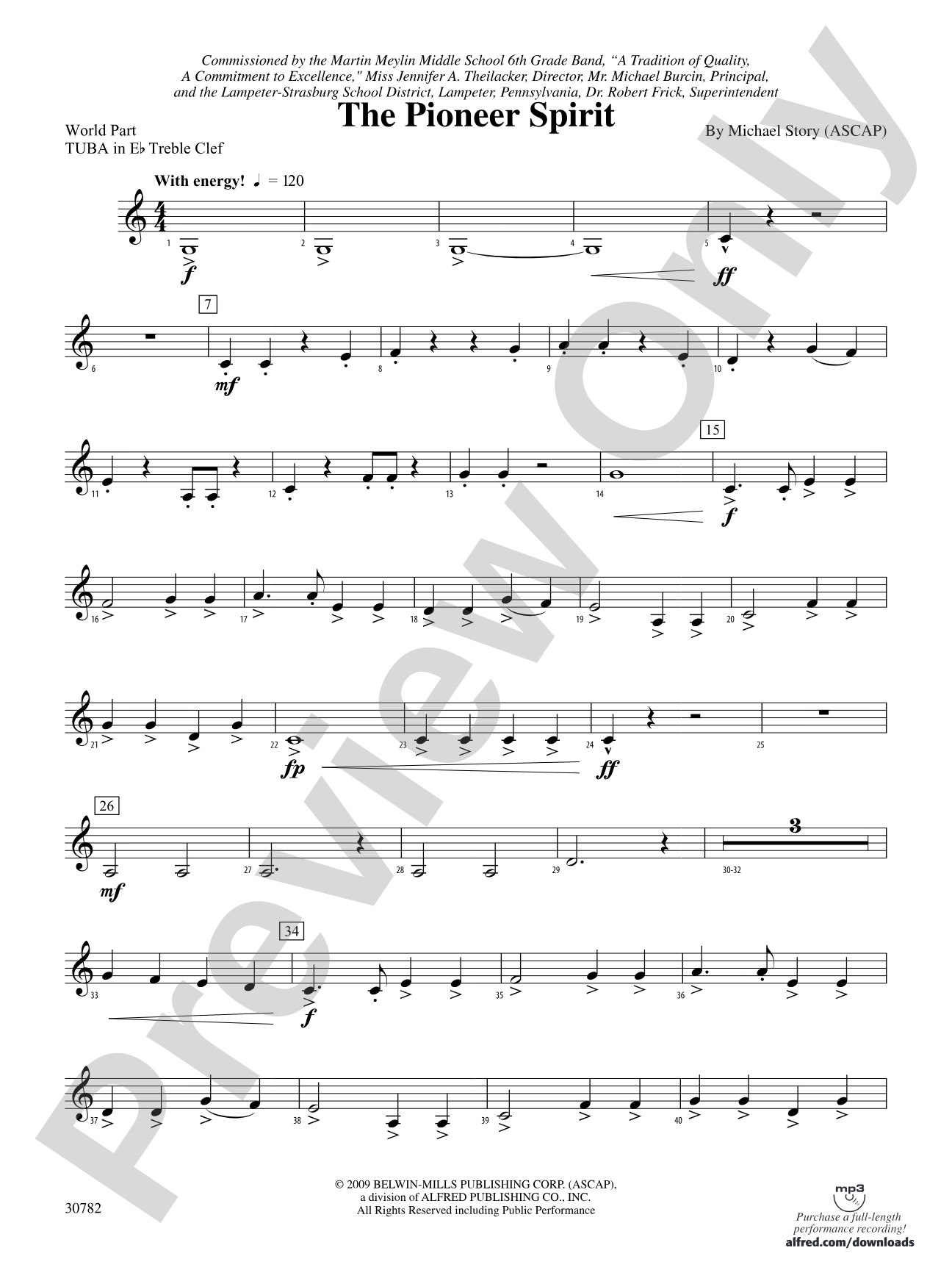 The Pioneer Spirit: (wp) E-flat Tuba T.C.