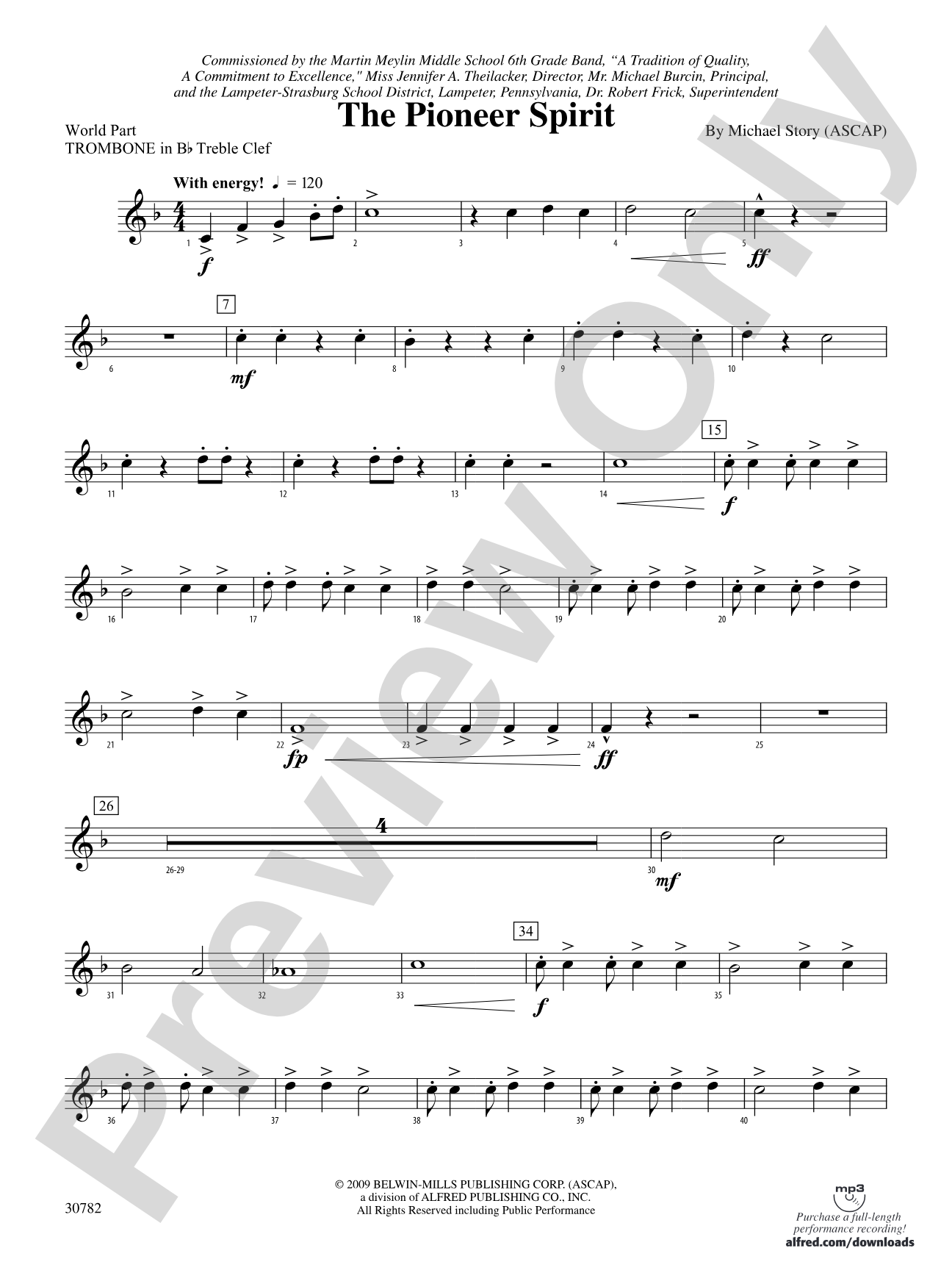 The Pioneer Spirit: (wp) 1st B-flat Trombone T.C.