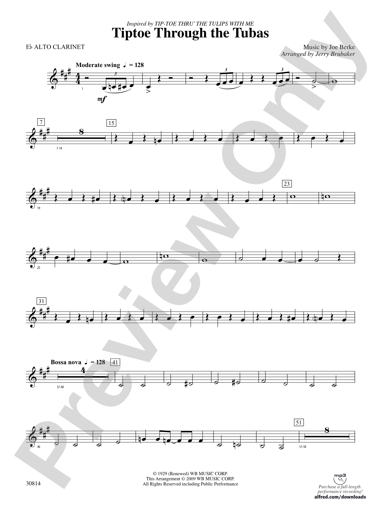 Tiptoe Through the Tubas: (wp) E-flat Alto Clarinet