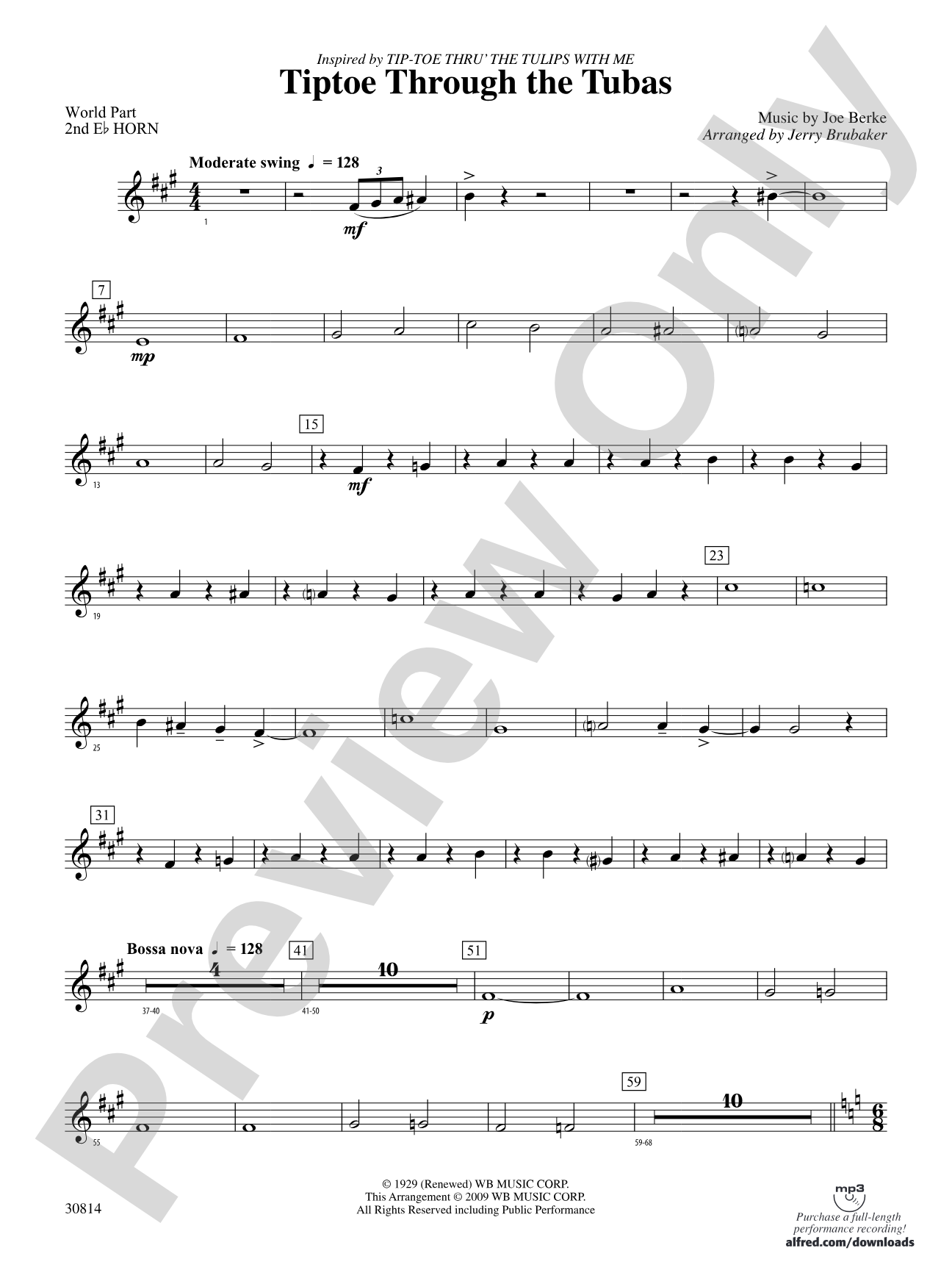Tiptoe Through the Tubas: (wp) 2nd Horn in E-flat