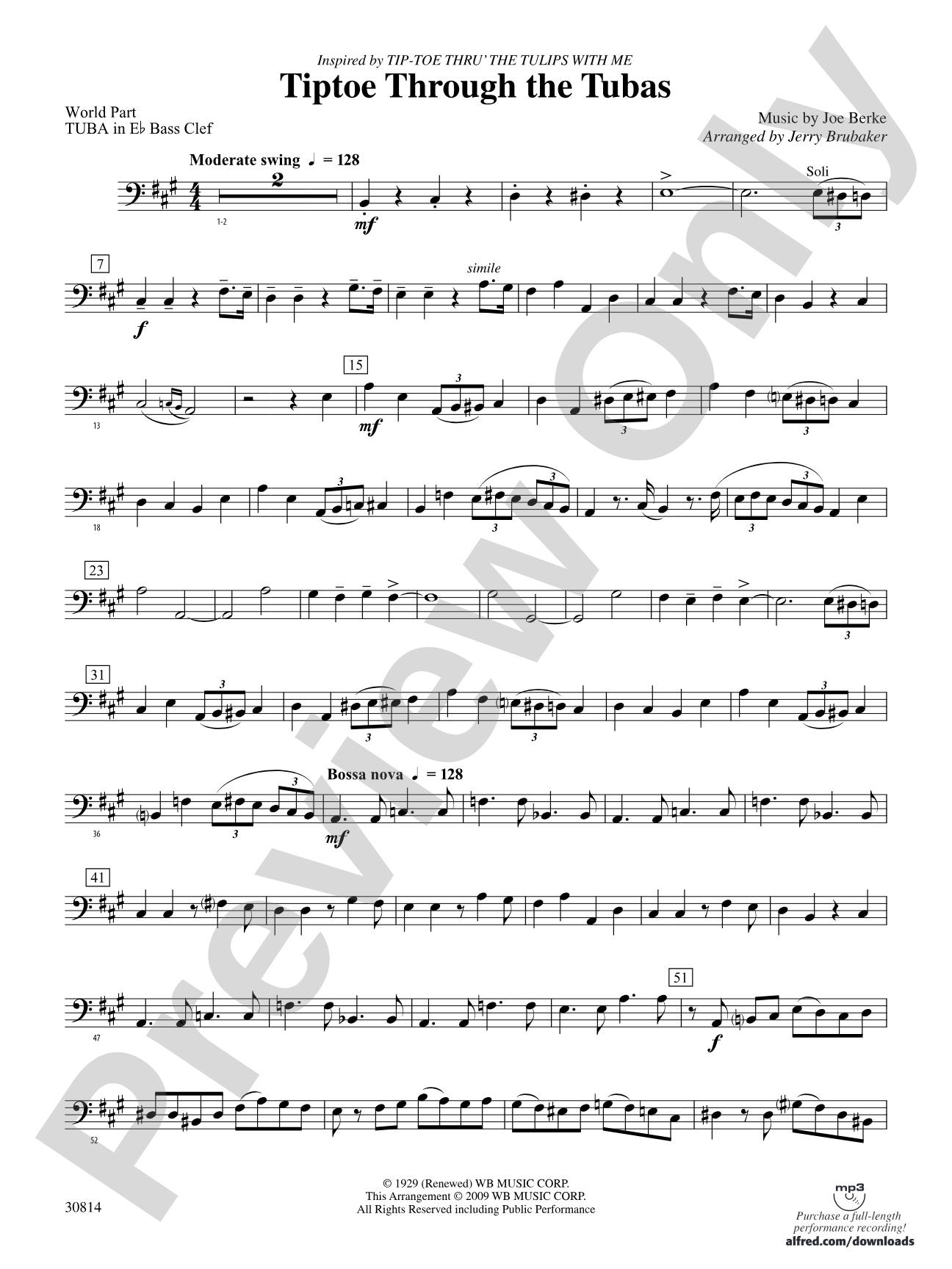 Tiptoe Through the Tubas: (wp) E-flat Tuba B.C.