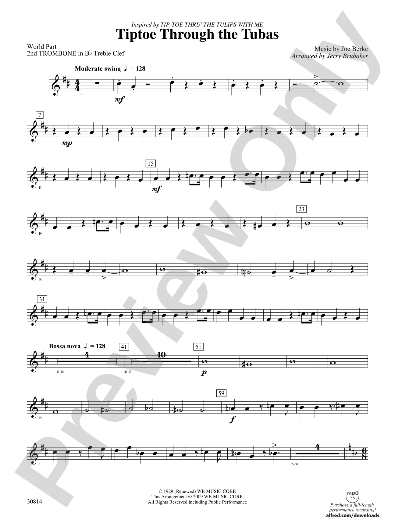 Tiptoe Through the Tubas: (wp) 2nd B-flat Trombone T.C.