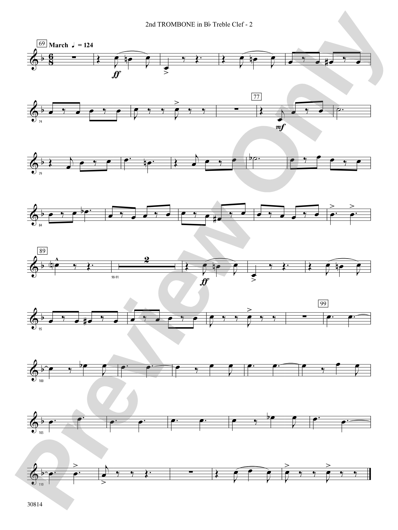 Tiptoe Through the Tubas: (wp) 2nd B-flat Trombone T.C.