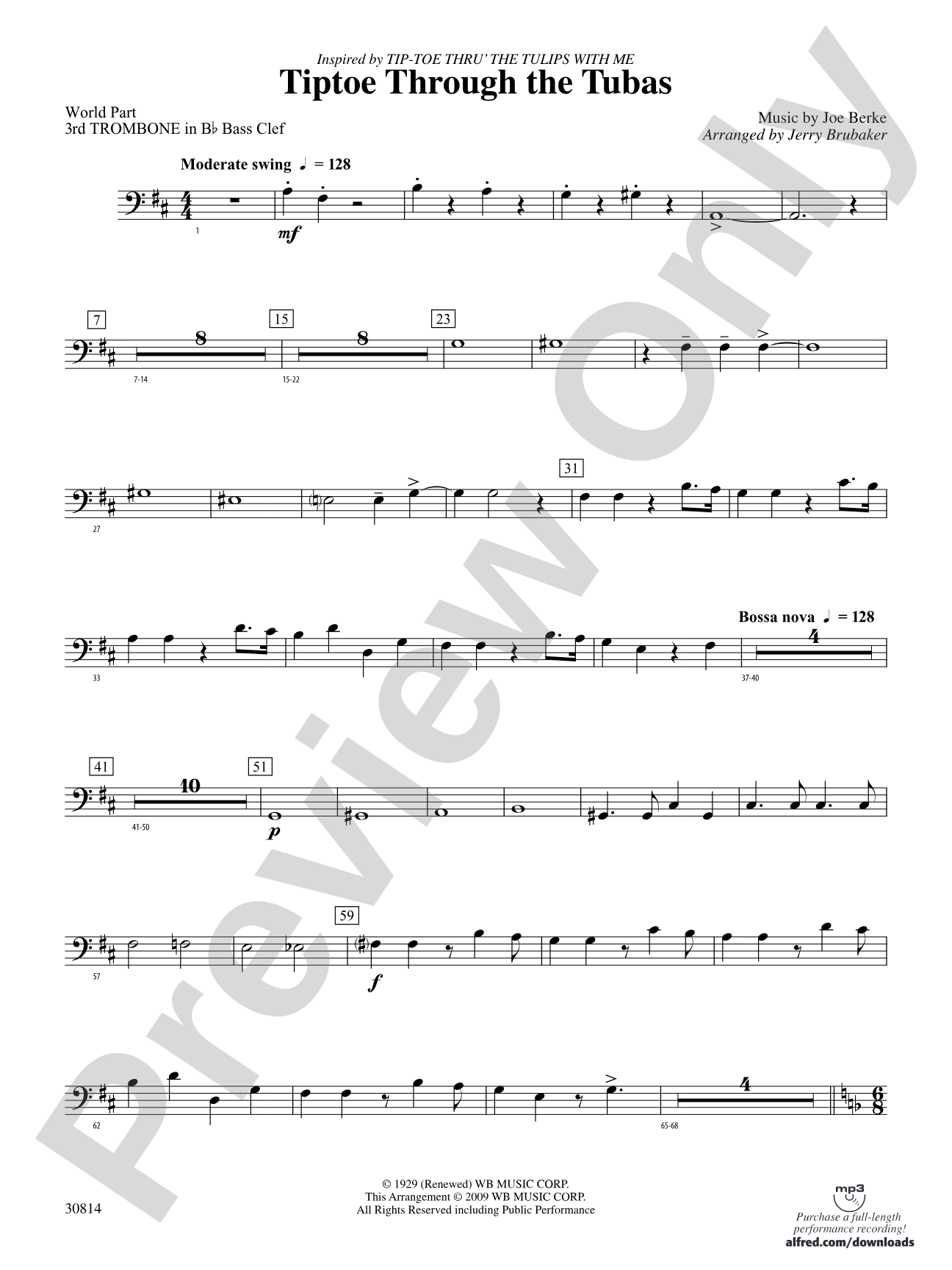 Tiptoe Through the Tubas: (wp) 3rd B-flat Trombone B.C.