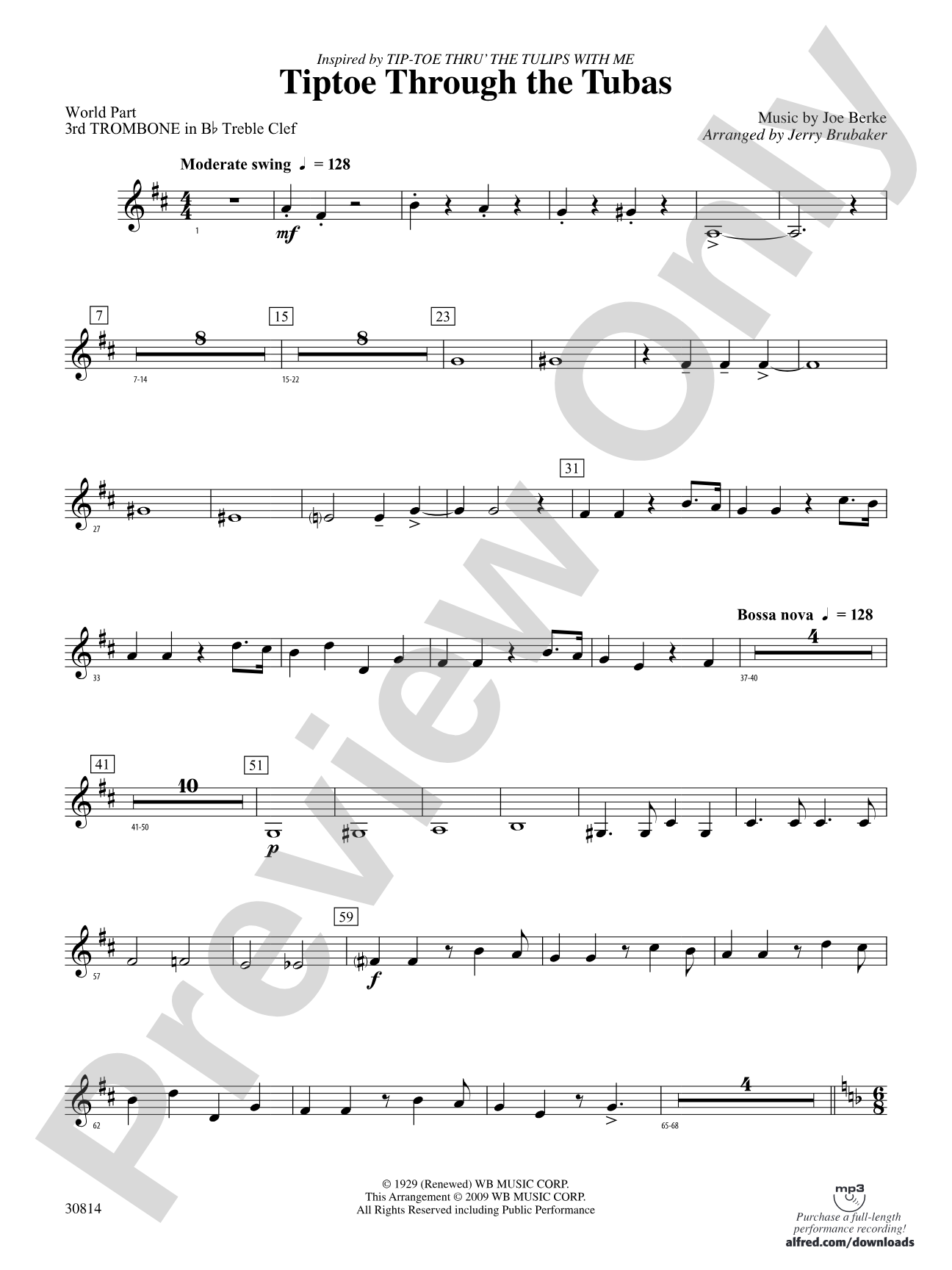 Tiptoe Through the Tubas: (wp) 3rd B-flat Trombone T.C.
