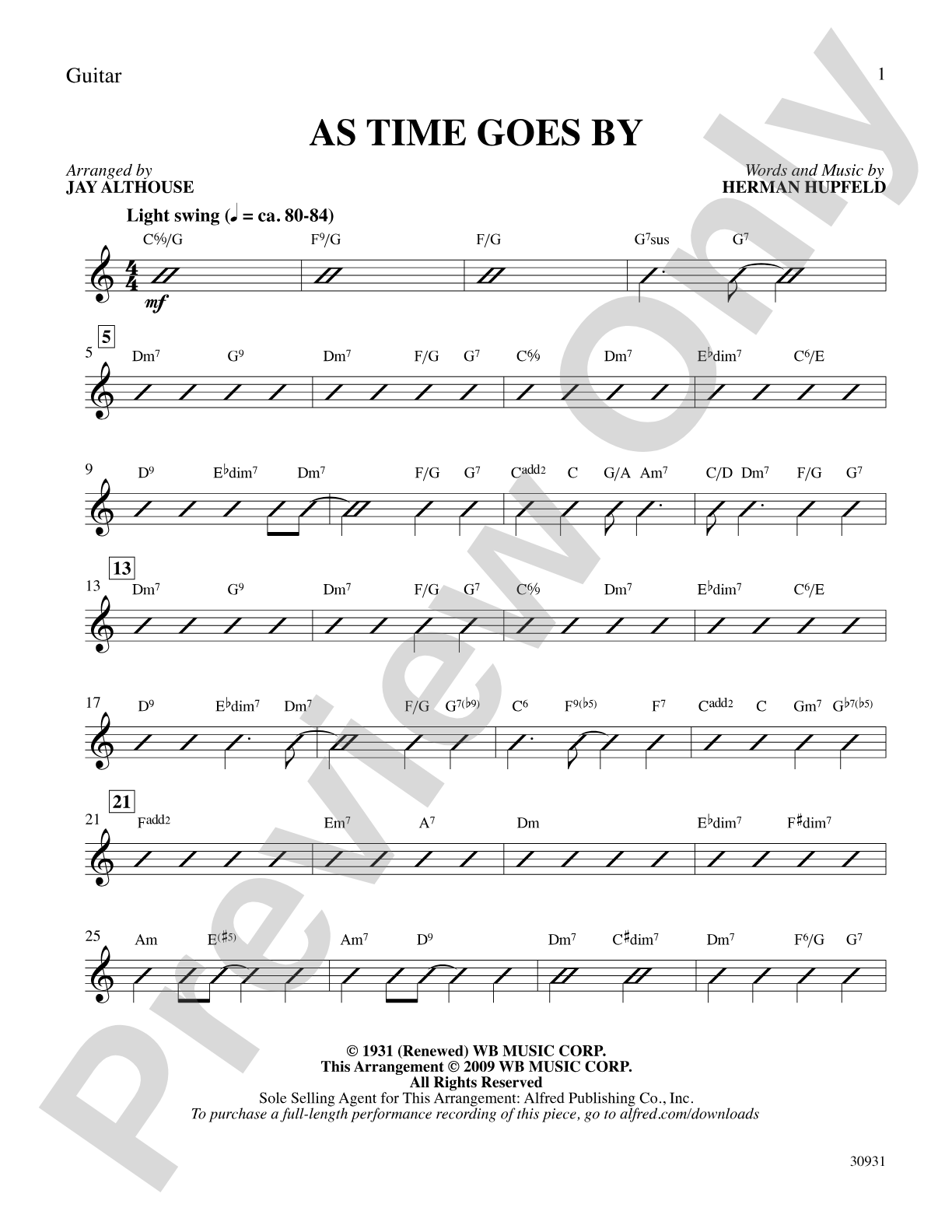 As Time Goes By: Guitar: Choral SoundPax
