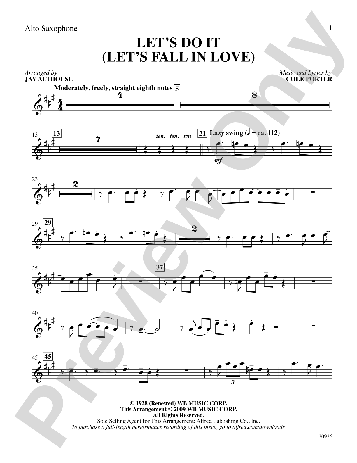 Let's Do It (Let's Fall in Love): E-flat Alto Saxophone: Choral SoundPax