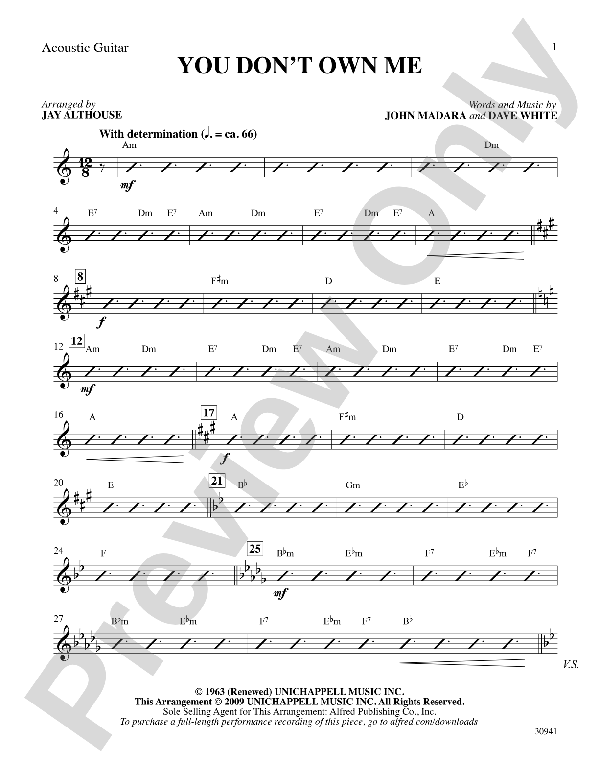 You Don't Own Me: Acoustic guitar: Choral SoundPax