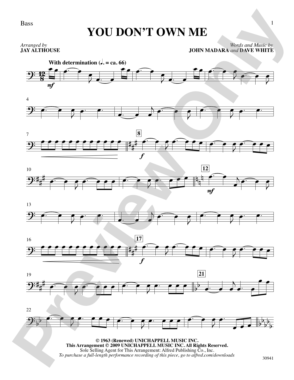 You Don't Own Me: String Bass: Choral SoundPax