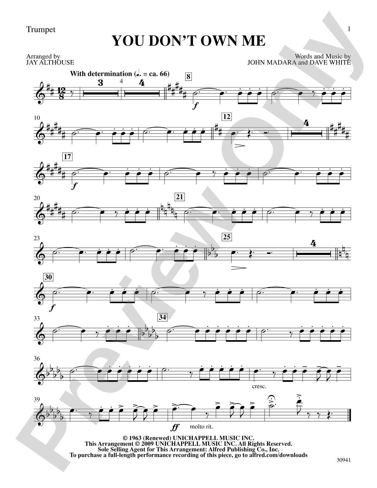 You Don't Own Me: 1st B-flat Trumpet: Choral SoundPax