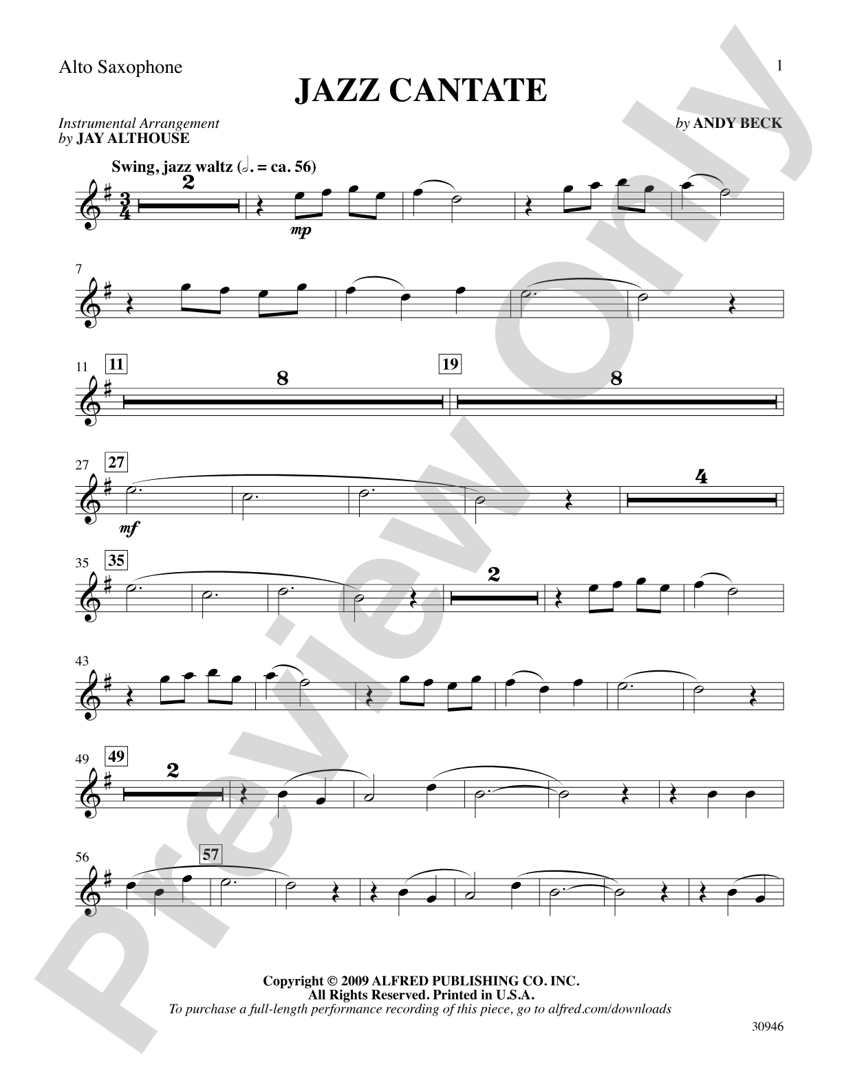 Jazz Cantate: E-flat Alto Saxophone: Choral SoundPax