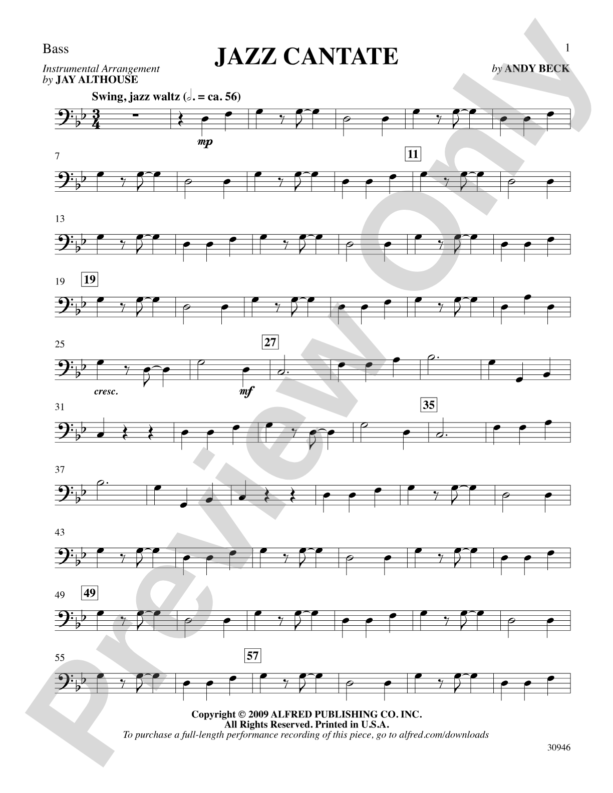 Jazz Cantate: String Bass: Choral SoundPax