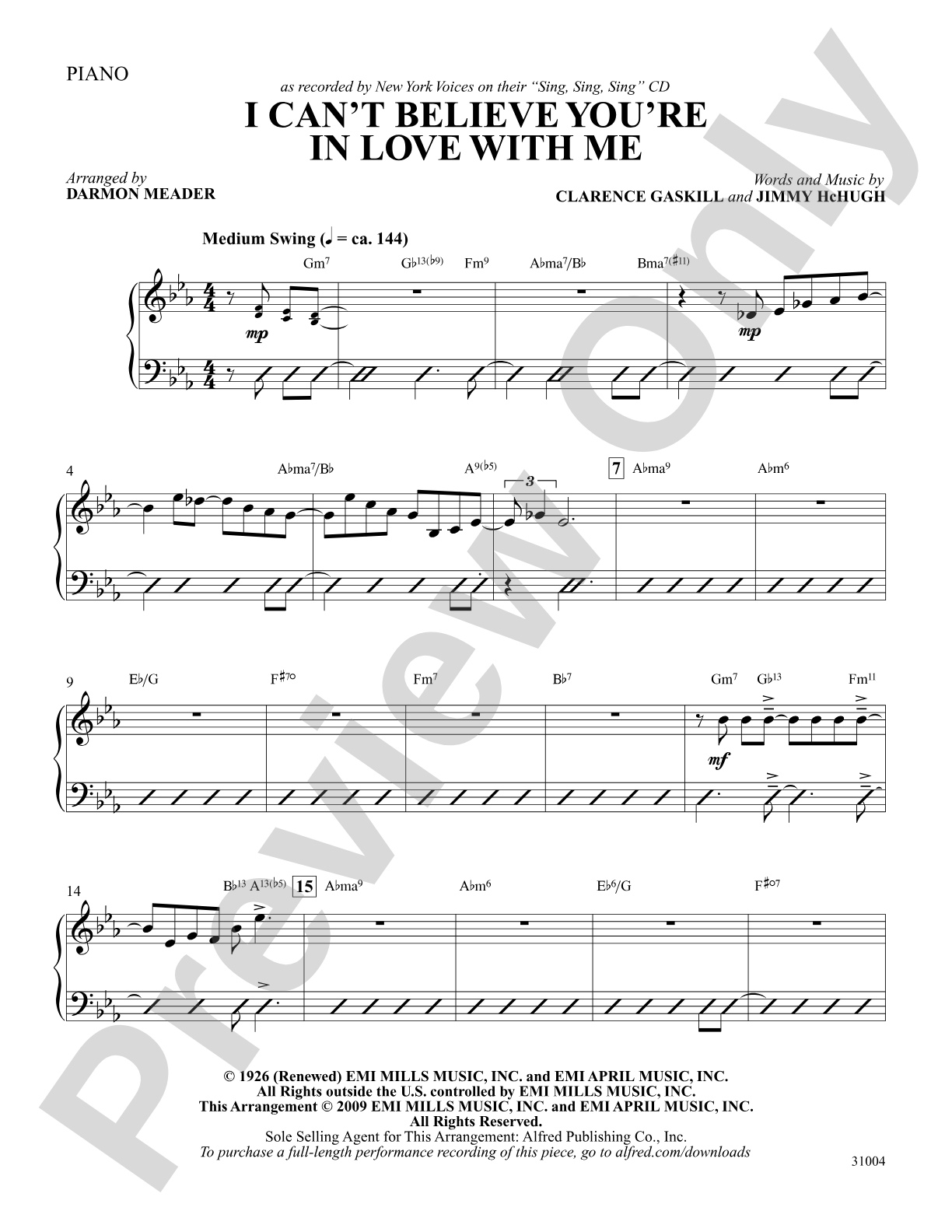 I Can't Believe That You're in Love with Me: Piano Accompaniment: Choral SoundPax