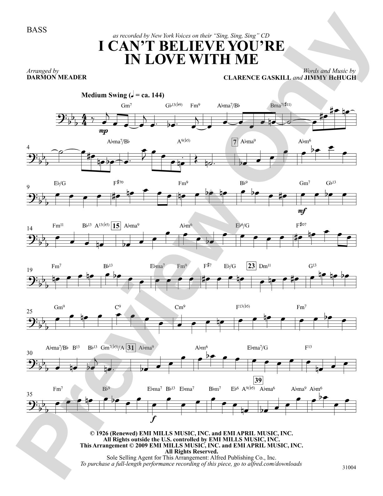 I Can't Believe That You're in Love with Me: String Bass: Choral SoundPax