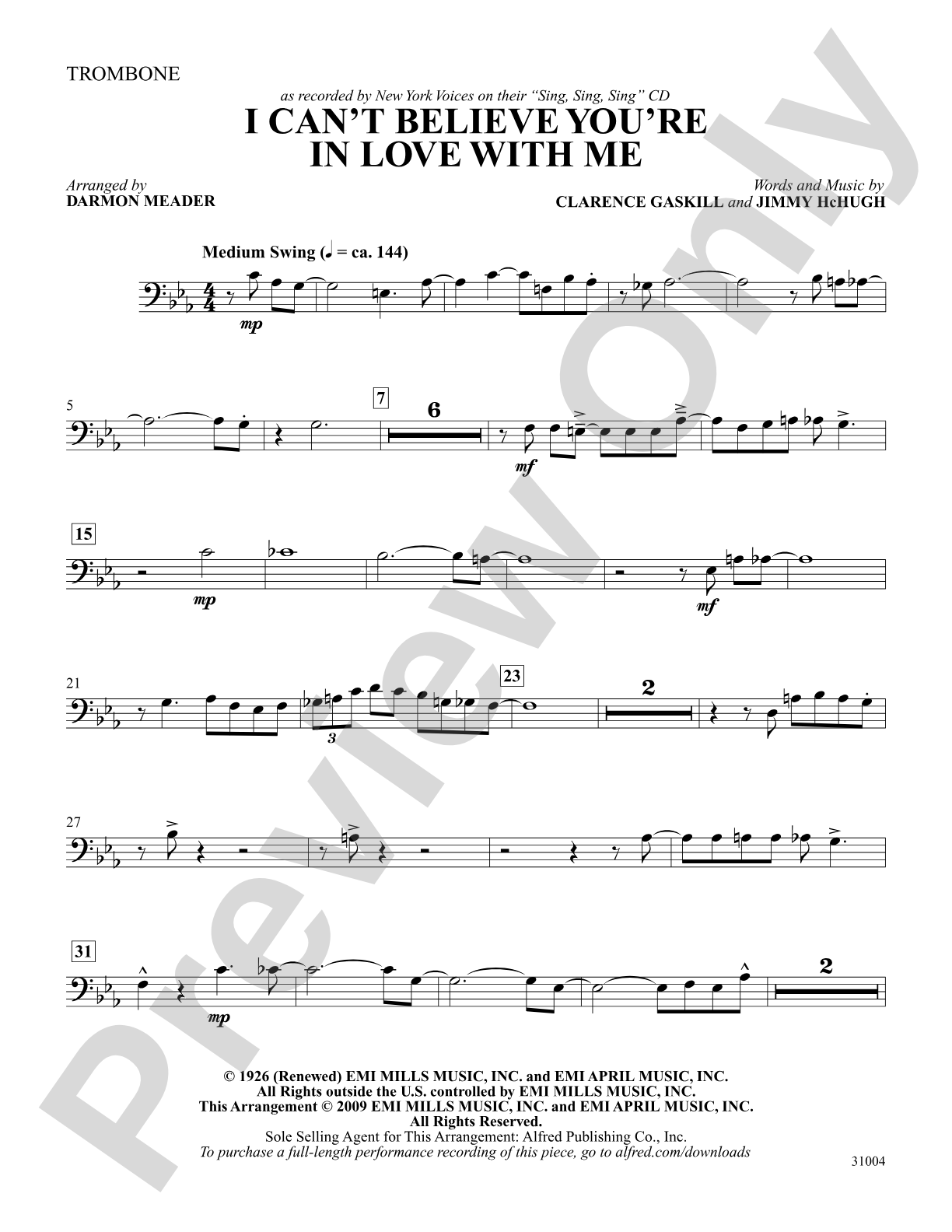 I Can't Believe That You're in Love with Me: 1st Trombone: Choral SoundPax