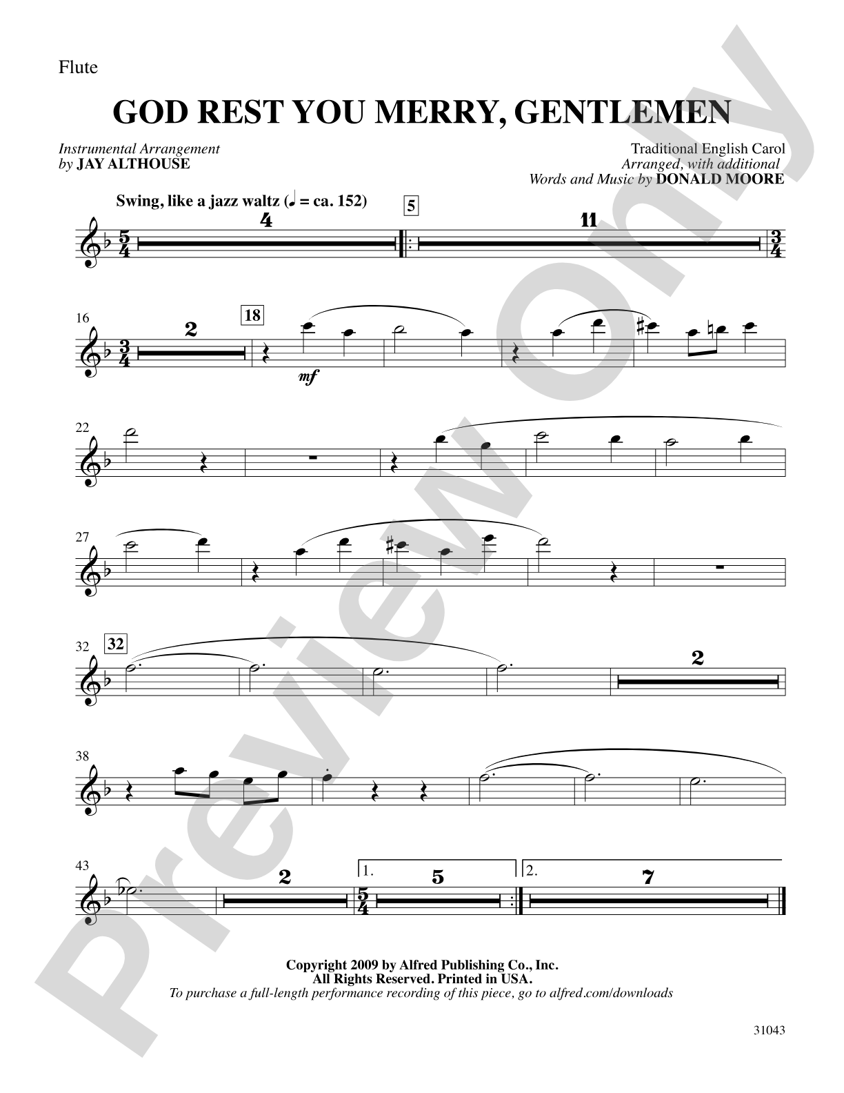 God Rest You Merry, Gentlemen: Flute: Choral SoundPax