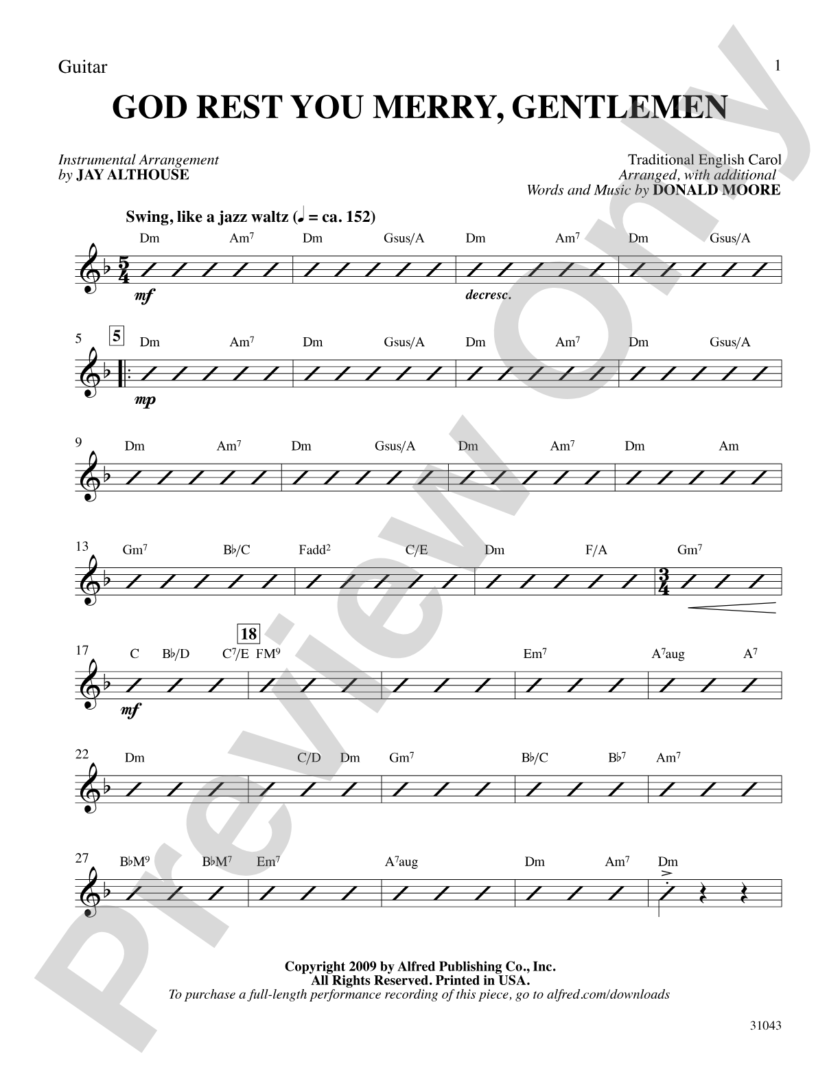 God Rest You Merry, Gentlemen: Guitar: Choral SoundPax