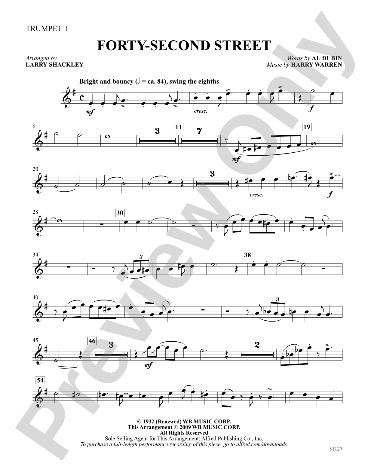 Forty-Second Street (from the musical Forty-Second Street): 1st B-flat Trumpet: Choral SoundPax