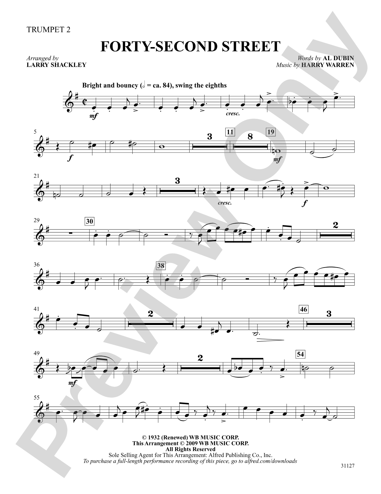 Forty-Second Street (from the musical Forty-Second Street): 2nd B-flat Trumpet: Choral SoundPax