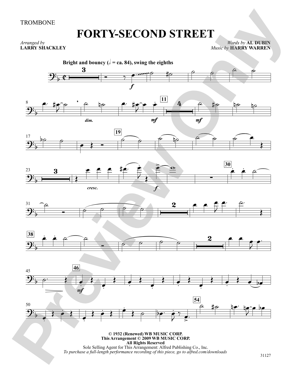 Forty-Second Street (from the musical Forty-Second Street): 1st Trombone: Choral SoundPax